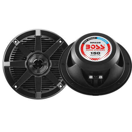 BOSS AUDIO MR52B 5.25" 2-Way 150W Marine Full Range Speaker - Black - Pair MR52B